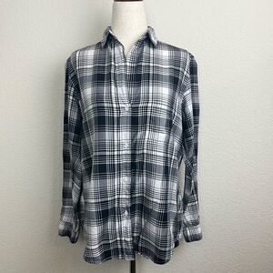 Grayson Frank and Eileen The Hero Button-Up Shirt Plaid Black and White Size XS